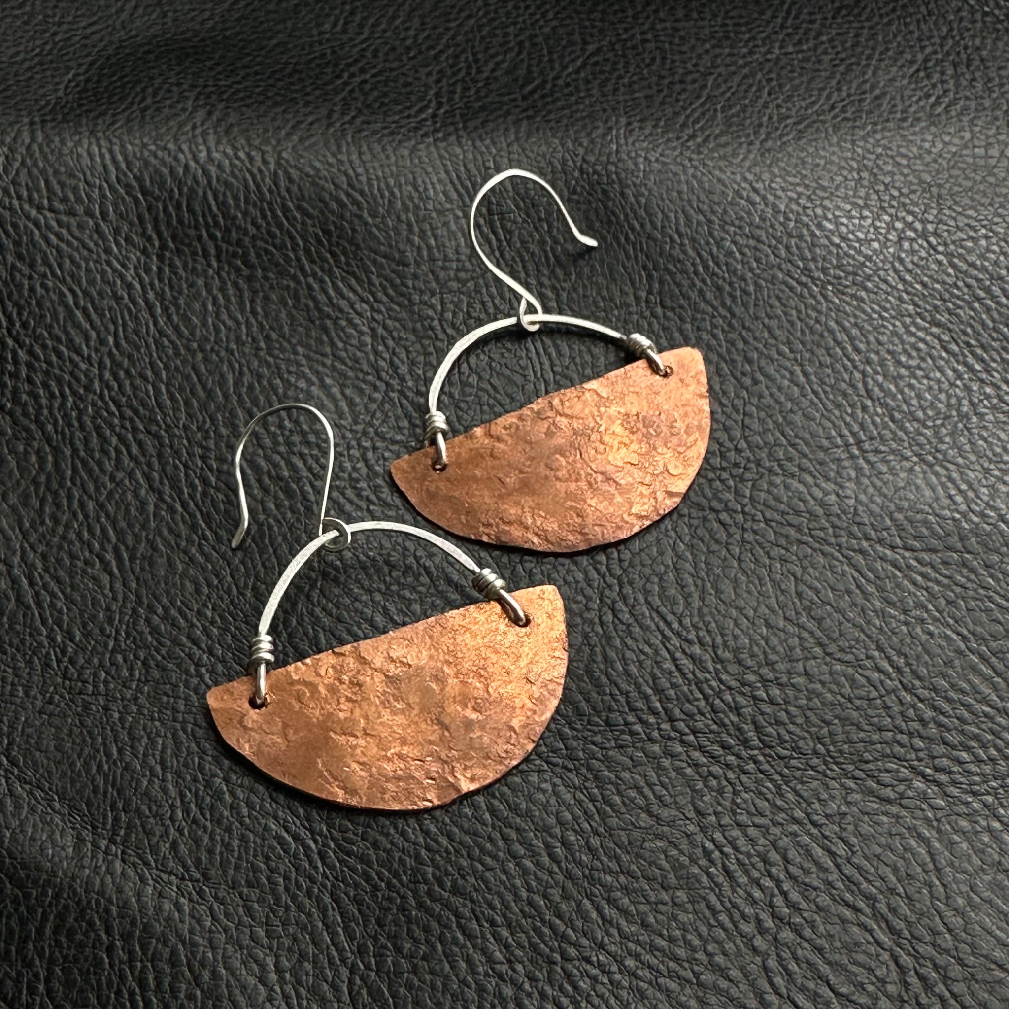 Floating Copper Half Moon Earrings (Shorties)