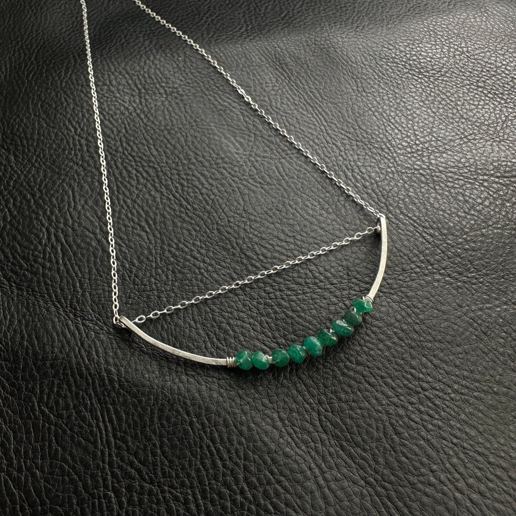 Crystal Woven Silver Arc || Emerald Aventurine