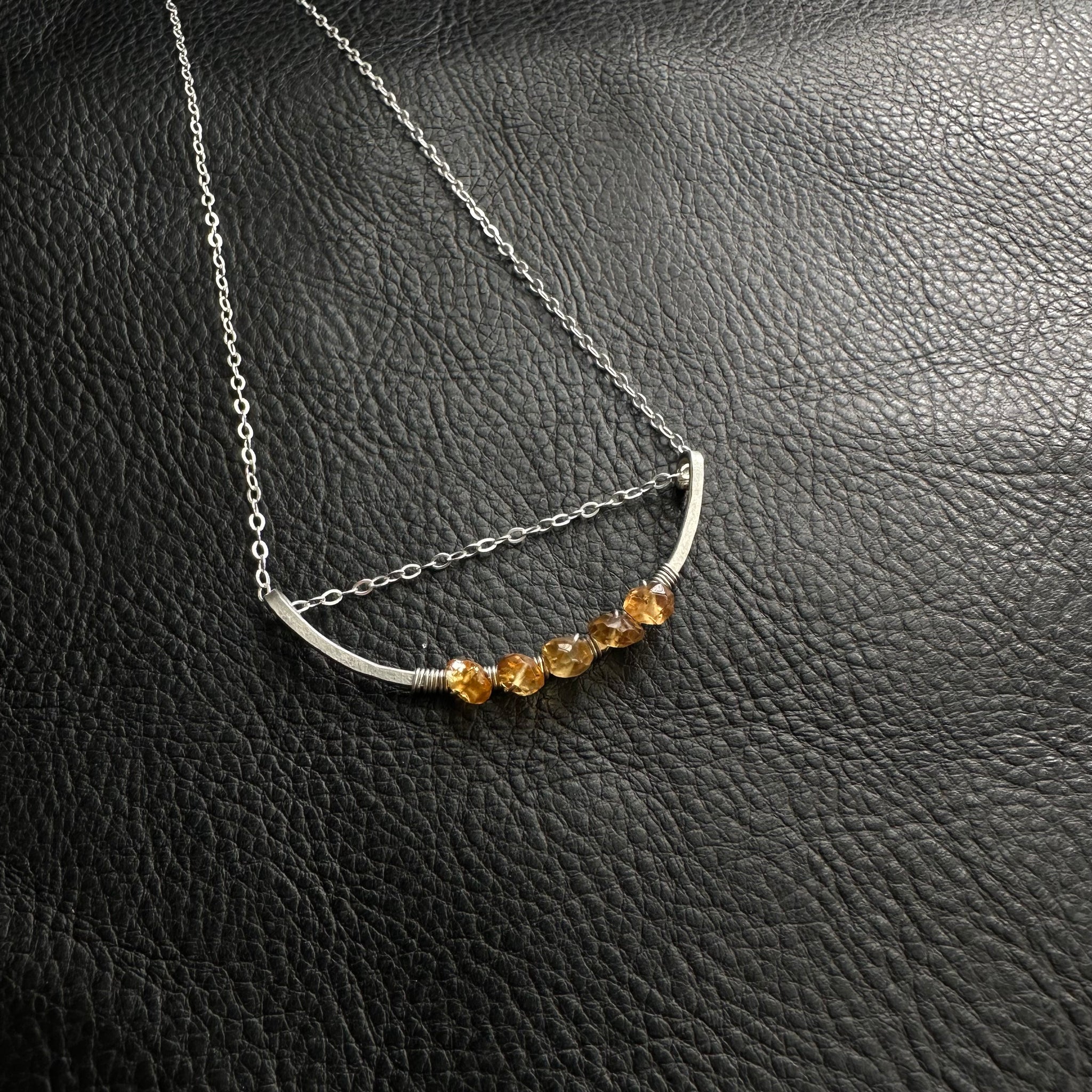 Crystal Woven Silver Arc || Citrine