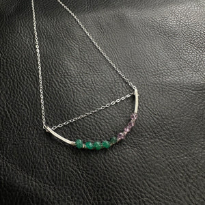 Crystal Woven Silver Arc || Emerald + Amethyst