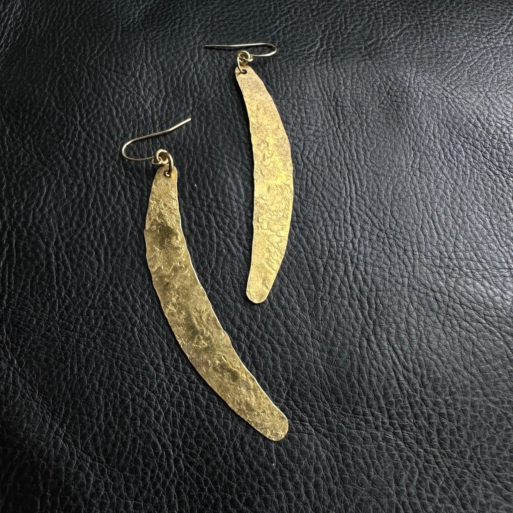 Brass Crescent Earrings