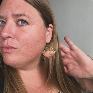 Floating Copper Half Moon Earrings (Shorties)