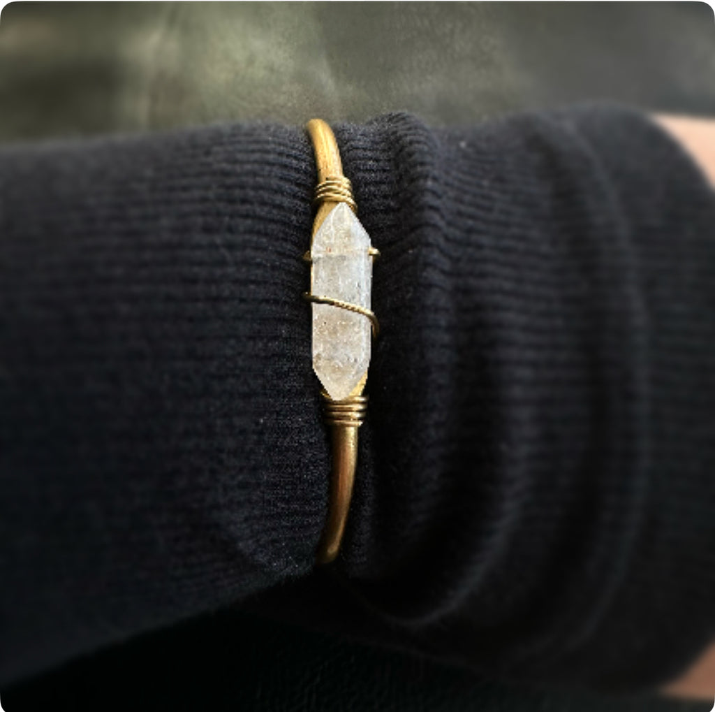 Mini Double Pointed Quartz Crystal Cuff