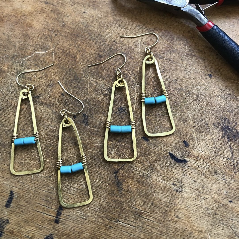 Brass Turquoise Triangles