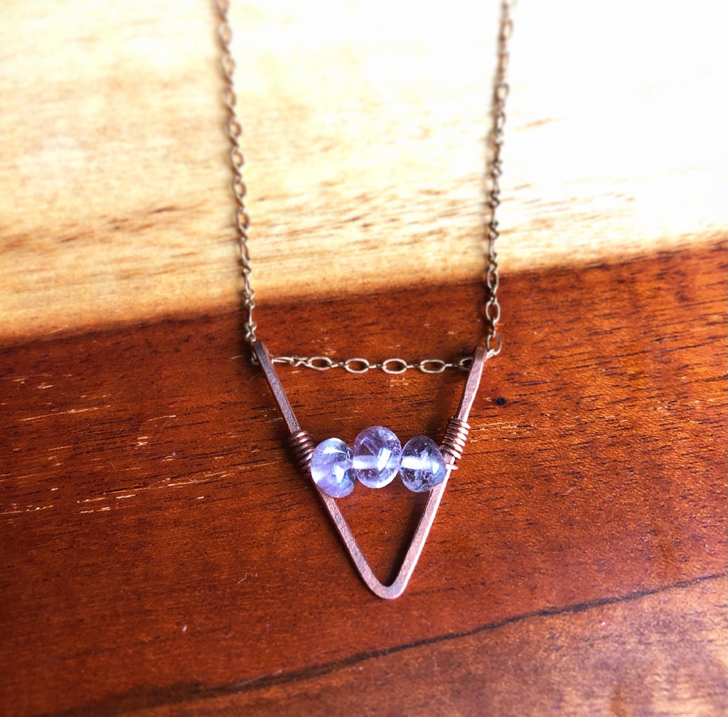 Copper Chevron with Amethyst Trio