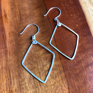 Hammered Silver Diamond Earrings